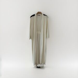 Womens Schweitzer Linen Robe S White Pima Cotton Lace Trim Tie Waist Soft